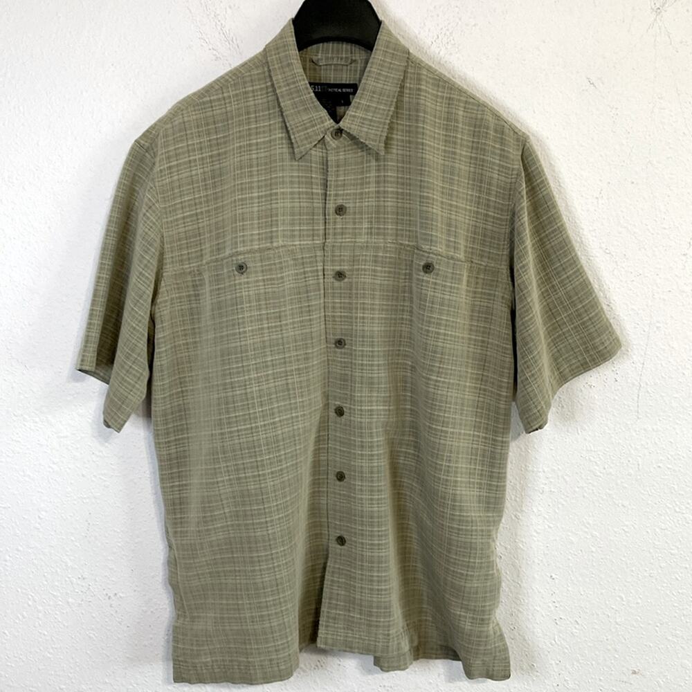 5.11 Men Tactical Series Beige/Green Ventilation Shirt Size L